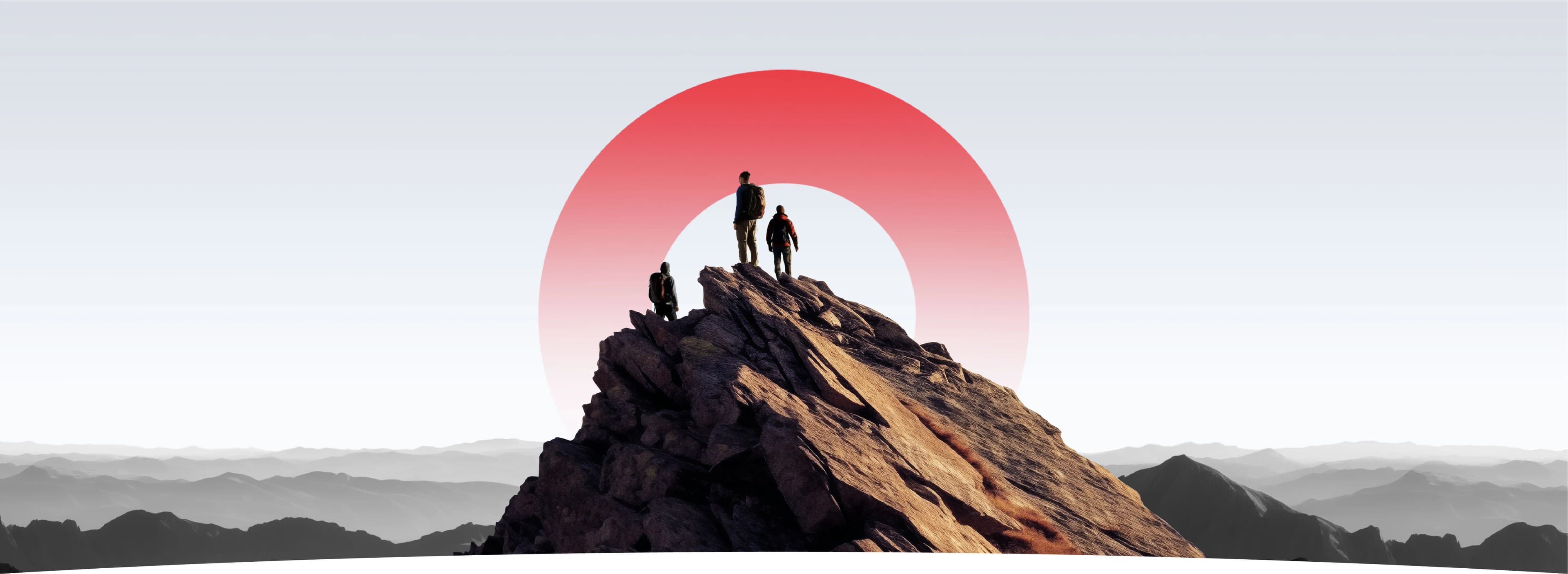 Mountain climbers on peak